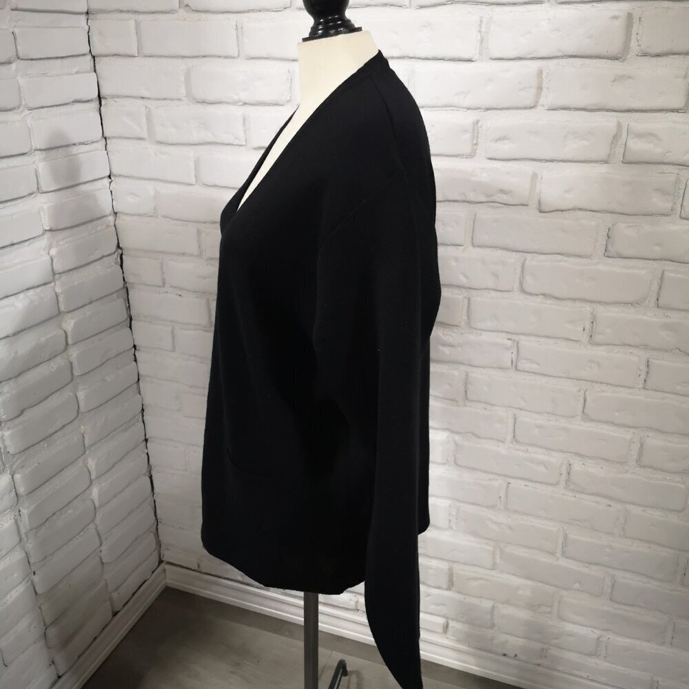 New Edition Ladies Size Large Black Merino Wool Blend Button Front Cardigan - Picture 4 of 12